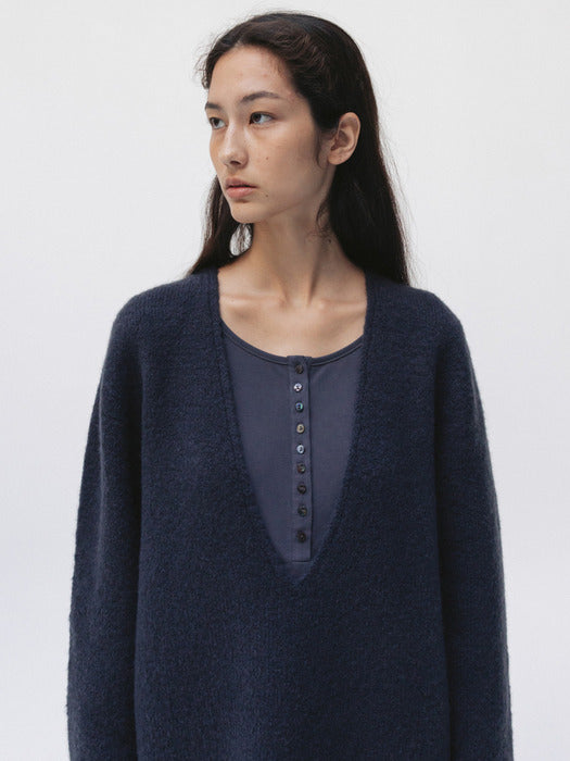 v-neck knit pullover (midnight blue)