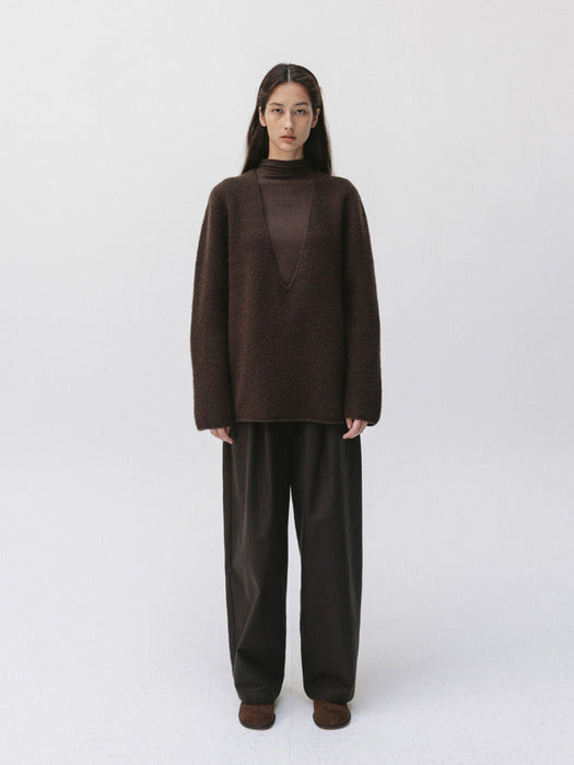 v-neck knit pullover (brown)