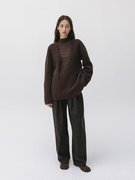 v-neck knit pullover (brown)