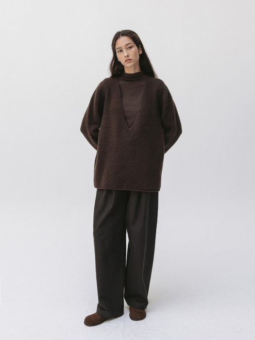 v-neck knit pullover (brown)