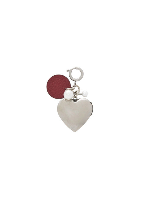 Heart Memory Leather Charm Piccolo Topo Red