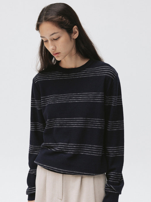 Moia reverse stripe knit (navy)