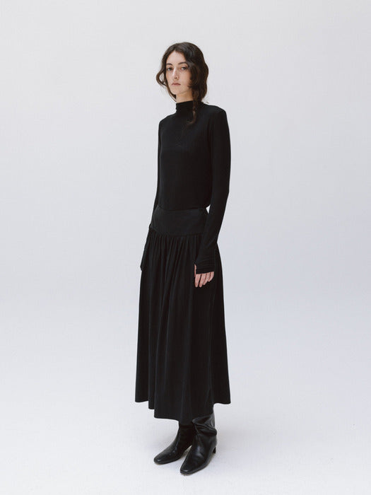 soft shirred skirt (black)