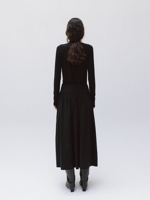 soft shirred skirt (black)
