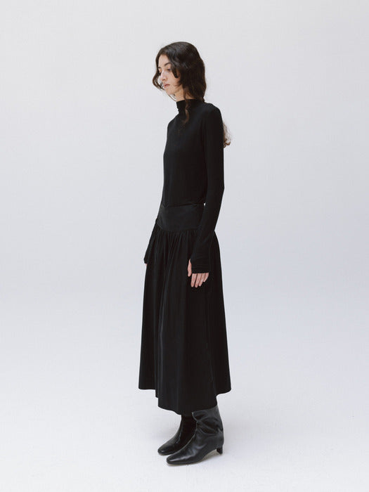 soft shirred skirt (black)