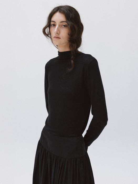 soft shirred skirt (black)
