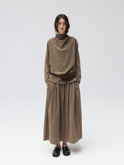 soft shirred skirt (brown)