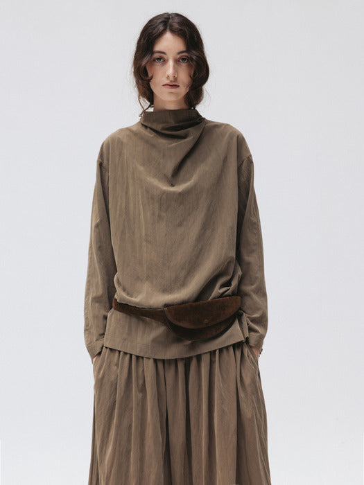 soft shirred skirt (brown)