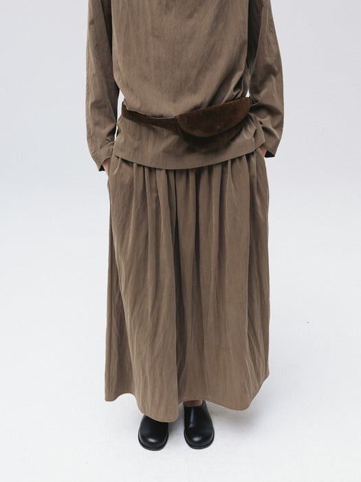 soft shirred skirt (brown)