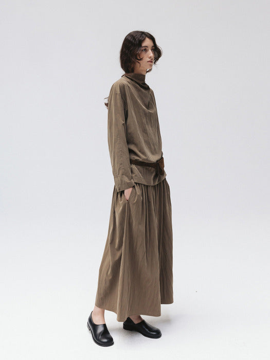 soft shirred skirt (brown)