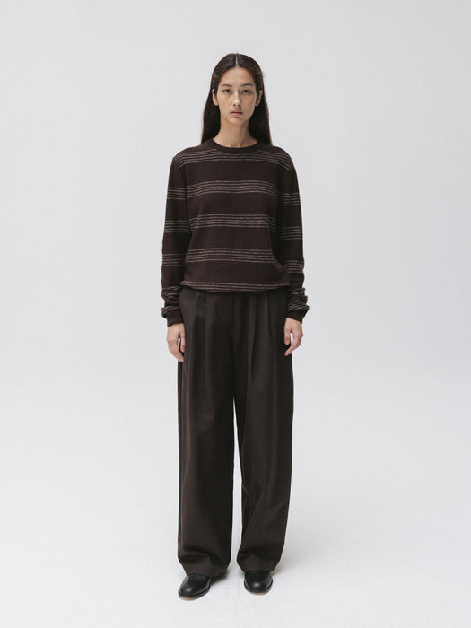 stitched wide pants (brown)