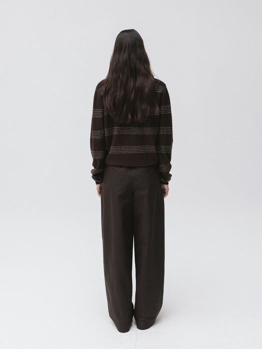 stitched wide pants (brown)