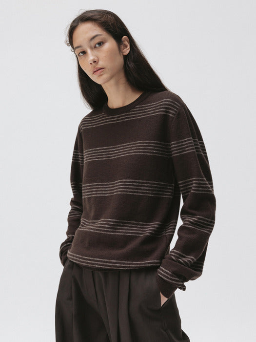 stitched wide pants (brown)