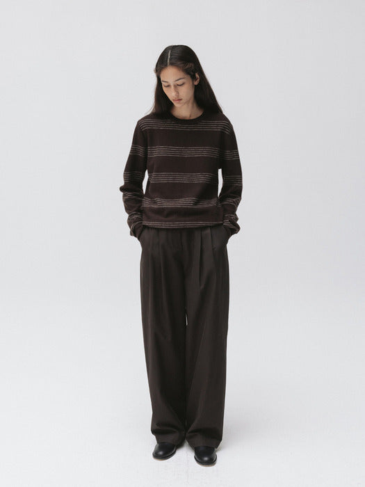 stitched wide pants (brown)