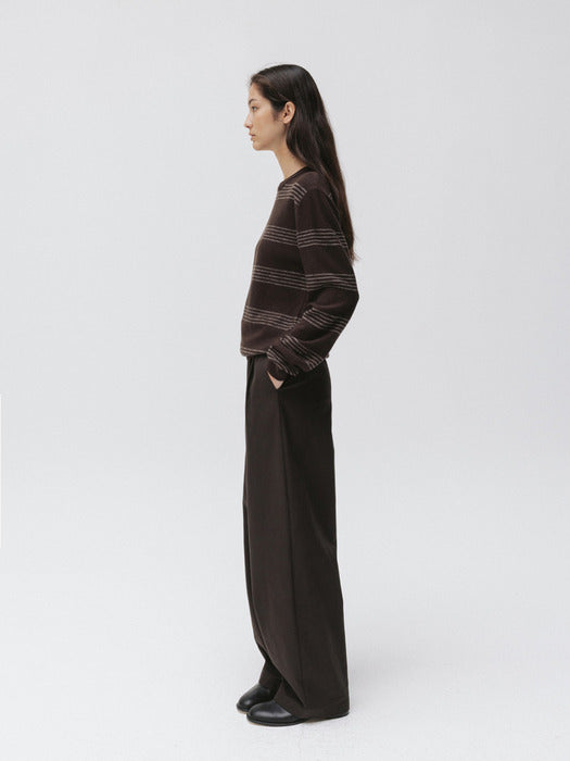 stitched wide pants (brown)