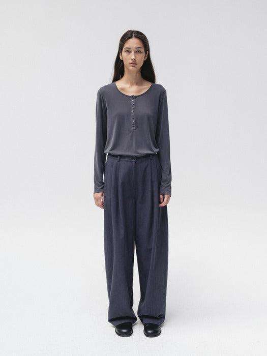 stitched wide pants (midnight blue)