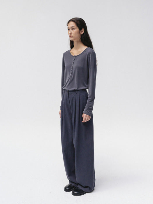 stitched wide pants (midnight blue)