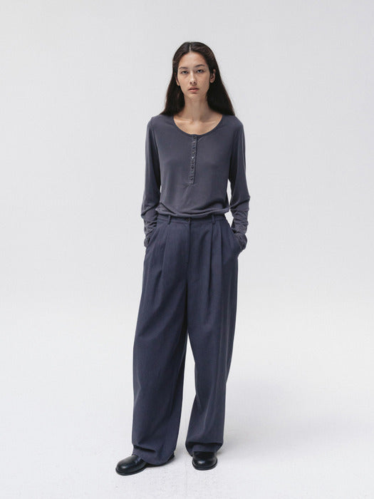 stitched wide pants (midnight blue)