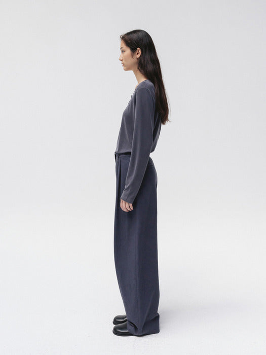 stitched wide pants (midnight blue)