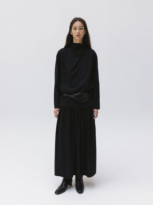 soft cowl blouse (black)