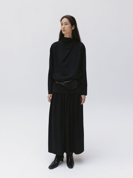 soft cowl blouse (black)
