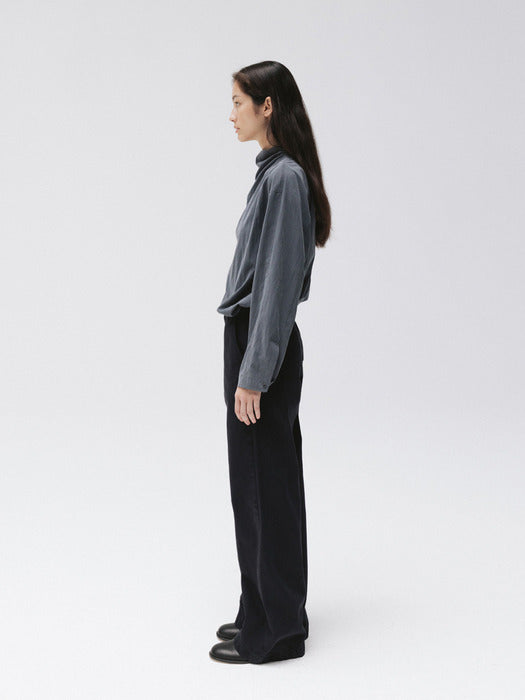 soft cowl blouse (dusty blue)