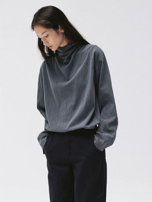 soft cowl blouse (dusty blue)