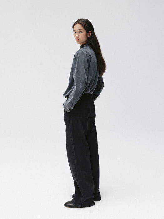 soft cowl blouse (dusty blue)