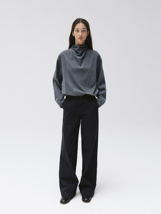 soft cowl blouse (dusty blue)