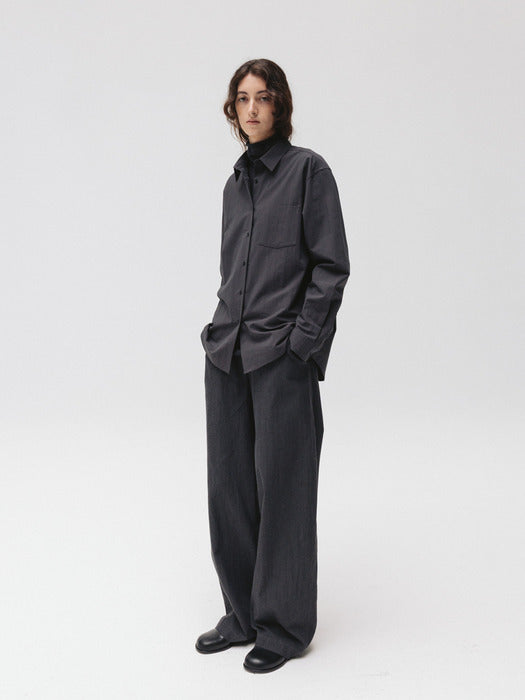 Moia washed plain shirt (charcoal)