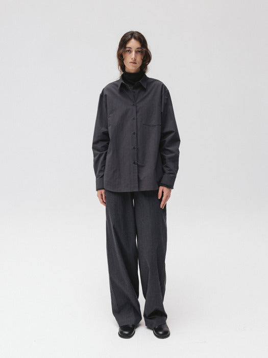 Moia washed plain shirt (charcoal)