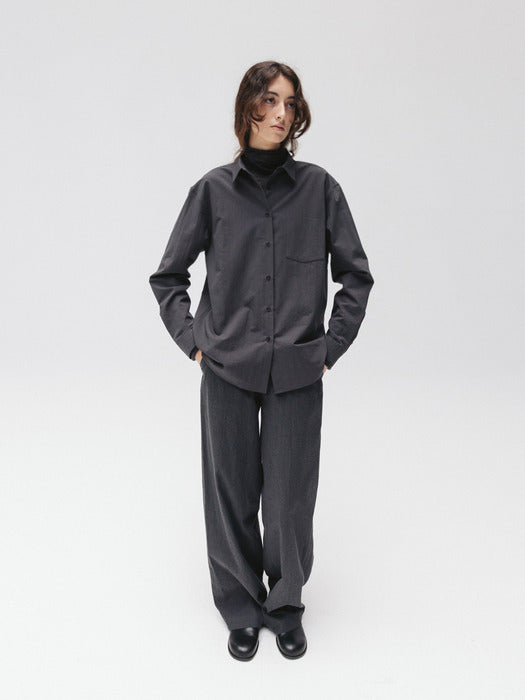 Moia washed plain shirt (charcoal)