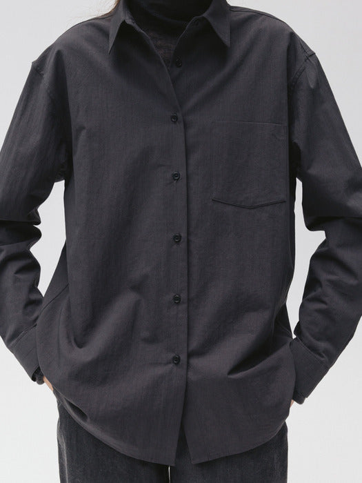Moia washed plain shirt (charcoal)