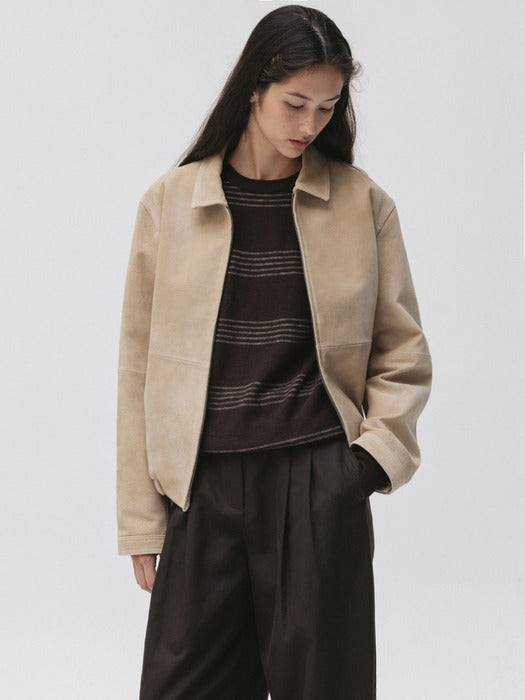 harrington jacket (beige suede)