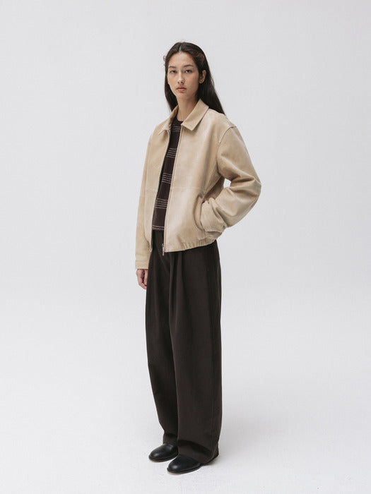 Moia harrington jacket (beige suede)