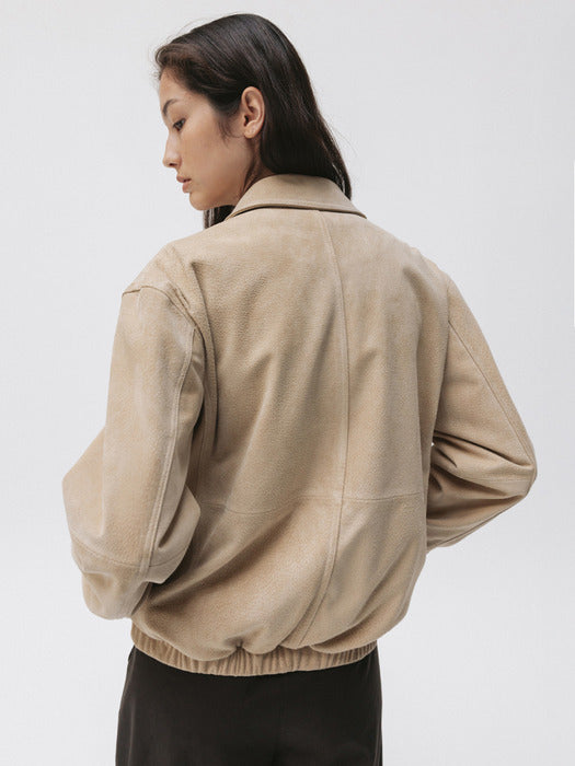 harrington jacket (beige suede)