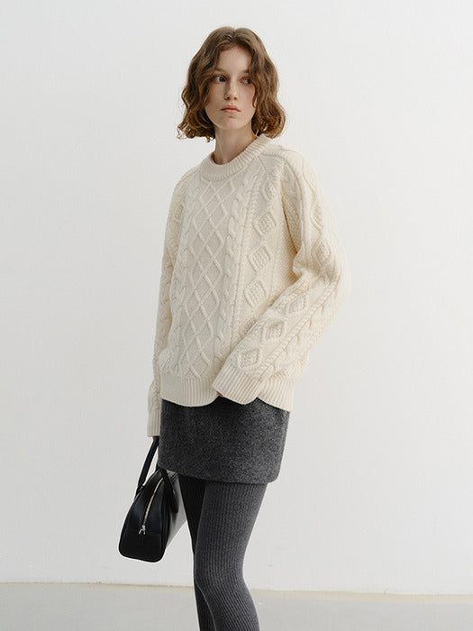 [dunst] WOOL MINI SKIRT MELANGE GREY_UDSK5D224G2