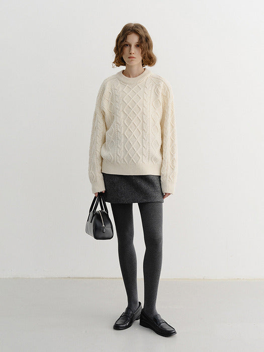 [dunst] WOOL MINI SKIRT MELANGE GREY_UDSK5D224G2