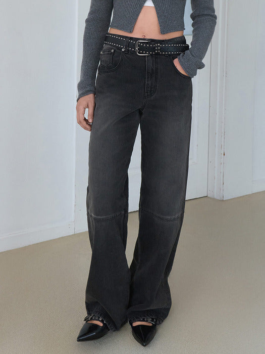 Raive Seam-line Wide Denim Pants