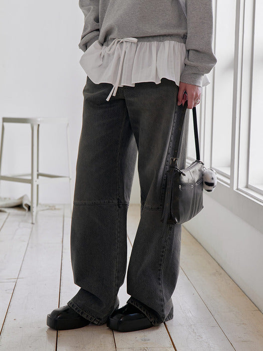 [raive] Seam-line Wide Denim Pants VJ5AL372_2color