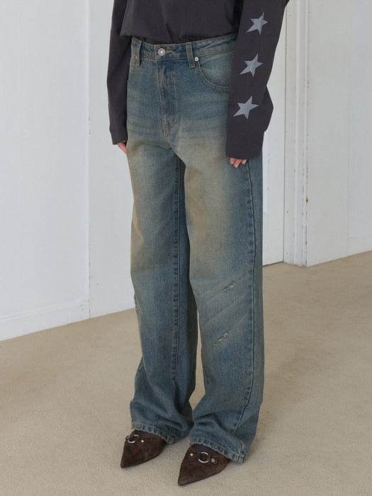 [raive] Vintage Washed Denim Pants in Blue Vj5Al374-22