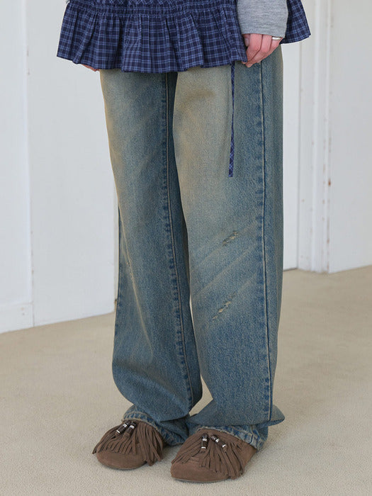 [raive] Vintage Washed Denim Pants in Blue Vj5Al374-22