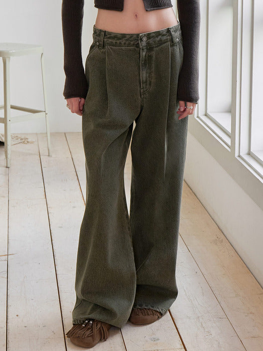 Raive Color-Dying Tuck Denim Pants