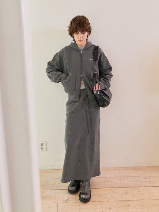 [raive] Washed Jersey Skirt in D/Grey VW5AS063-13