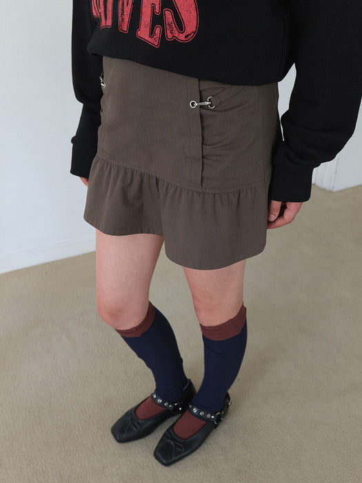 Raive Seam Details Shirred Mini Skirt