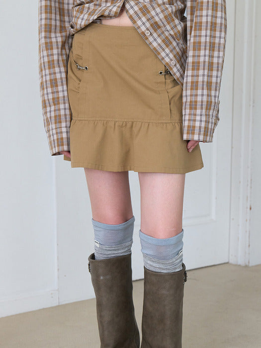 Raive Seam Details Shirred Mini Skirt