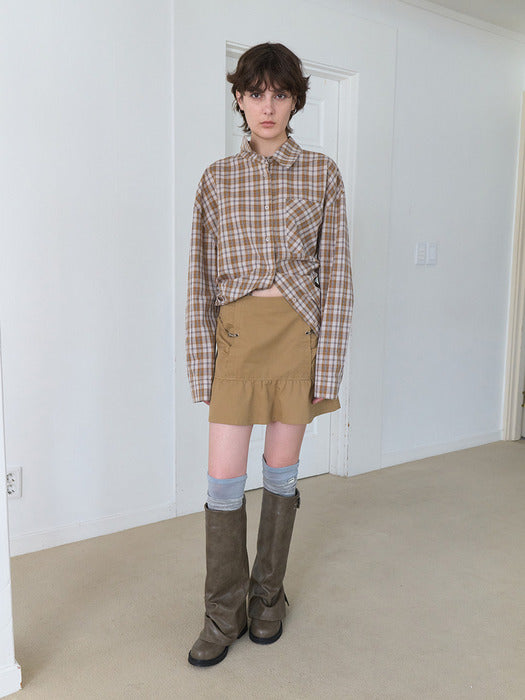 Raive Seam Details Shirred Mini Skirt