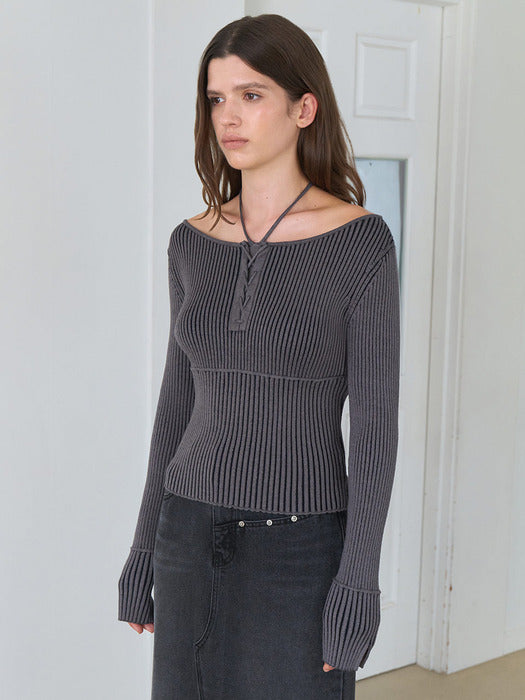 [raive] Strap-Point Ribbed Knit VK5AP183_2color