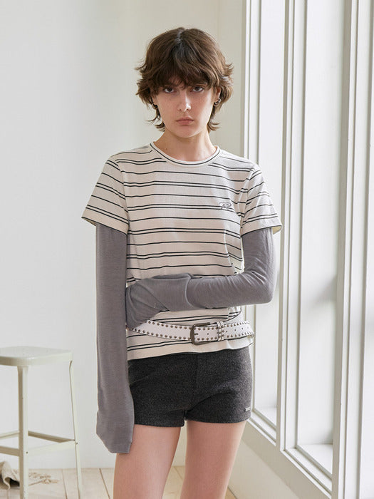 [raive] Stripe Layered T-shirts VW5AE136_2color