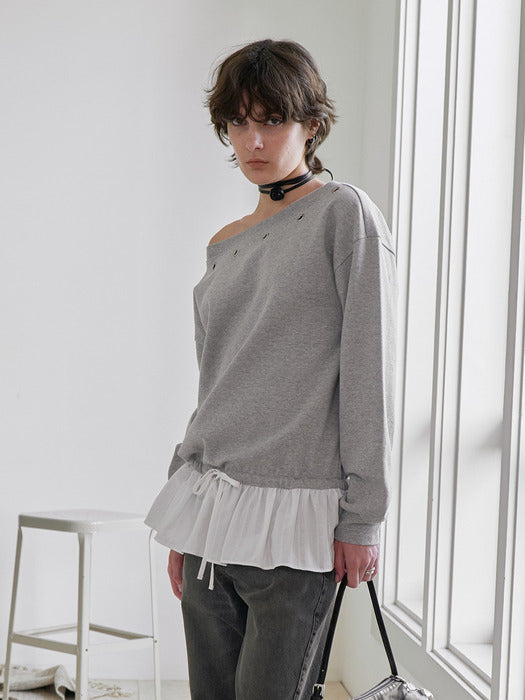 [raive] Off-shoulder Eyelet-Detail Top VW5AE142_2color